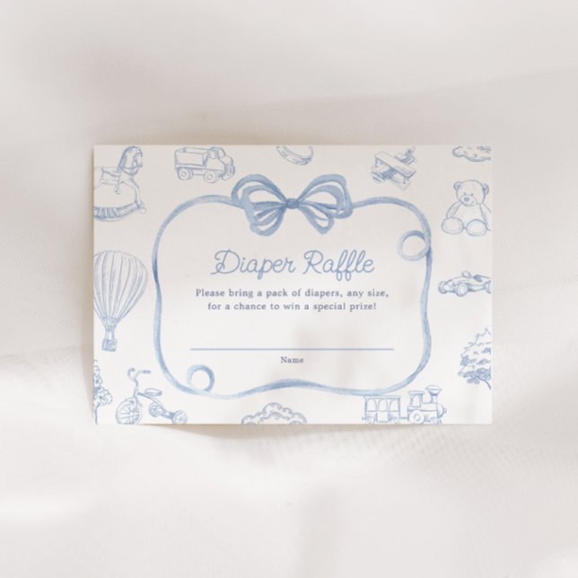 Toile de Jouy Blue Bow Chinoiserie Diaper Raffle Tilläggskort (Skapare uppladdad)