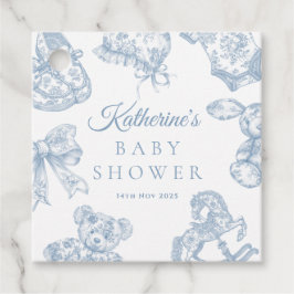 Toile de Jouy Blue Boy Shower Gåvor Etiketter