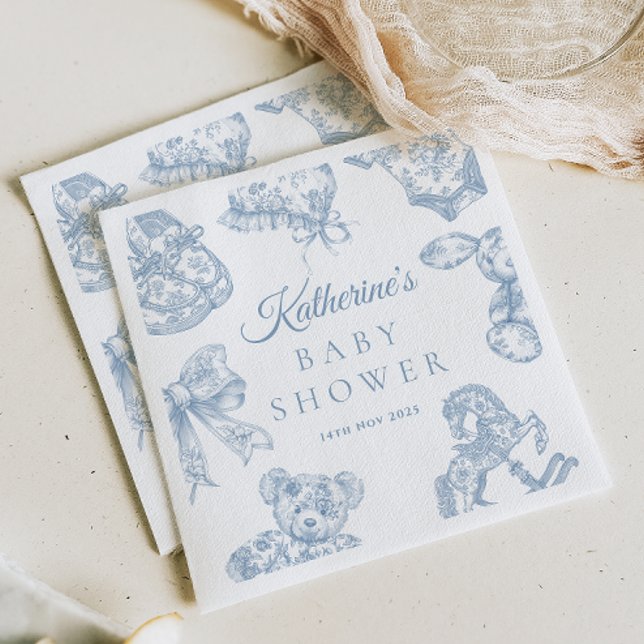 Toile de Jouy Blue Boy Shower Pappersservett (Skapare uppladdad)