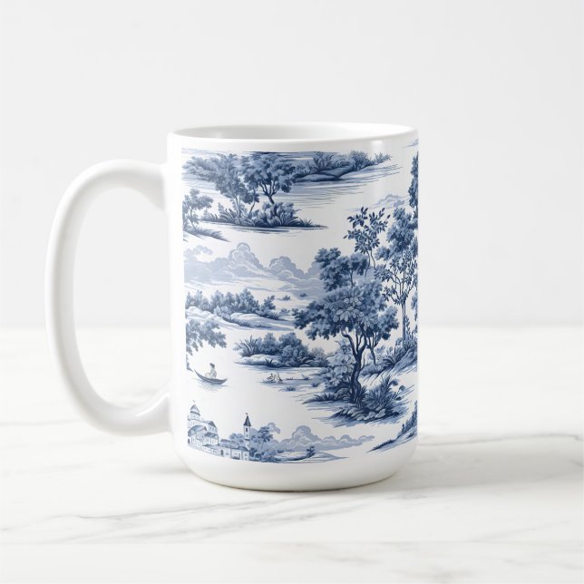 Toile de jouy,blue china,porcelain,blue willow kaffemugg (Vänster)