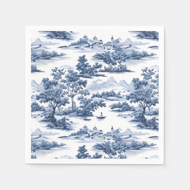 Toile de jouy,blue china,porcelain,blue willow pappersservett (Framsidan)