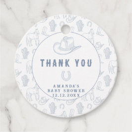 Toile de Jouy Blue Cowboy Western TACK Gåvor Etiketter