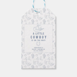 Toile de Jouy Blue Cowboys Westerna babyskor Presentetikett