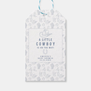 Toile de Jouy Blue Cowboys Westerna babyskor Presentetikett