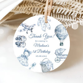 Toile De Jouy Blue Födelsedagsfest Gåvor Etiketter