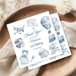 Toile De Jouy Blue Födelsedagsfest Pappersservett