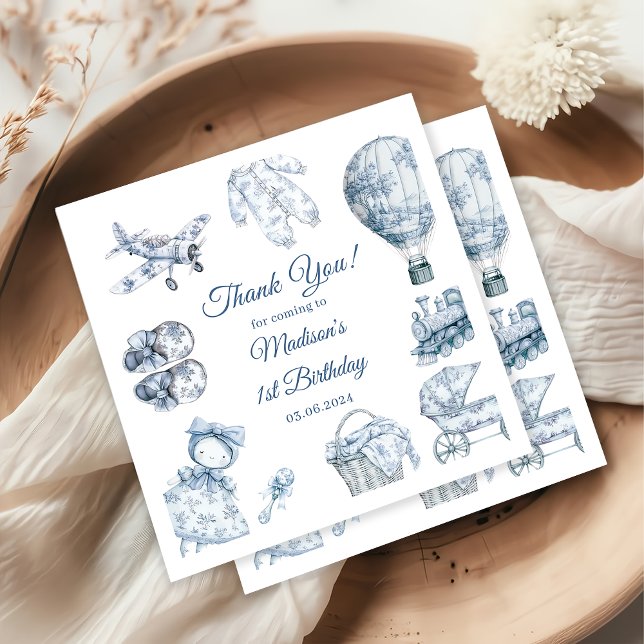 Toile De Jouy Blue Födelsedagsfest Pappersservett (Skapare uppladdad)