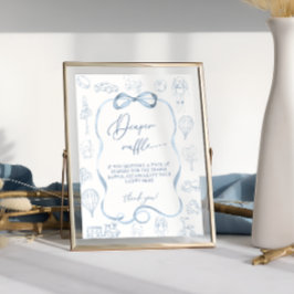 Toile de Jouy Blue Nursery Boy Diaper Raffle Poster