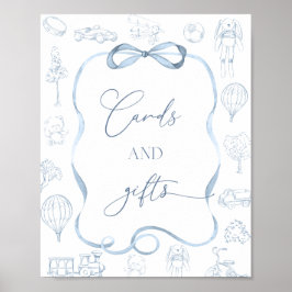 Toile de Jouy Blue Nursery Cards and Gifts Poster
