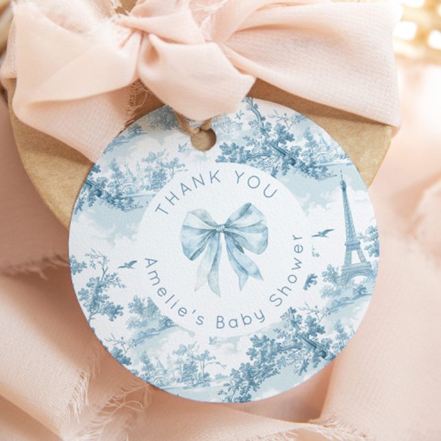 Toile de Jouy Bonjour Bebe Tack Gåvor Etiketter (Skapare uppladdad)