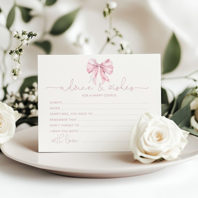 Toile de Jouy Bow advice and wishes bridal card (Skapare uppladdad)
