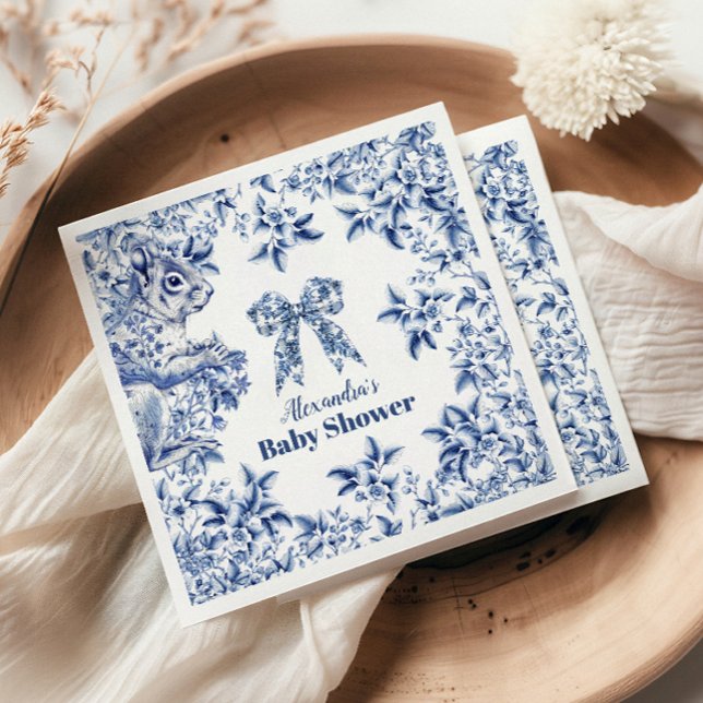 Toile De Jouy Bow Baby Shower Pappersservett (Skapare uppladdad)