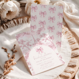 Toile de Jouy Bridal shower French Pink Bow Paris Inbjudningar