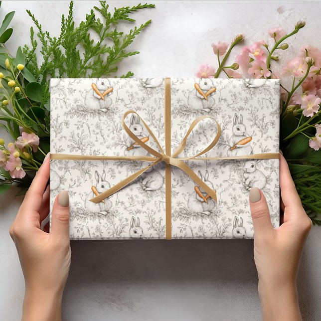Toile de Jouy Bunny & Carrot Delight Påsk Presentpapper (Skapare uppladdad)