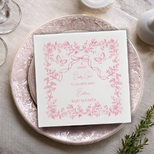 Toile de Jouy Chinoiserie Fjärilar Baby Shower Pappersservett