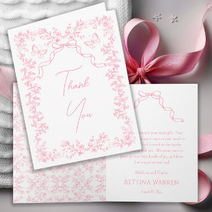 Toile de Jouy Chinoiserie Fjärilar Baby Shower  Tack Kort