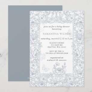 Toile De Jouy Chinoiserie Pojke Bebis Badrumsfest Inbjudningar