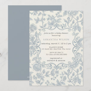 Toile De Jouy Chinoiserie Pojke Bebis Badrumsfest Inbjudningar