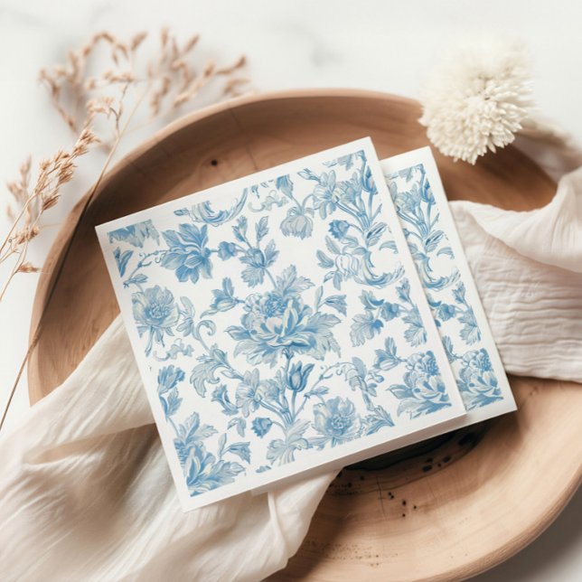 Toile-de-jouy Chinoiseries Blommönster i Blått Pappersservett (Skapare uppladdad)