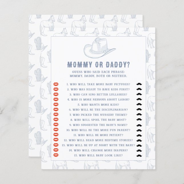 toile de jouy cowboy - mamma- eller pappbabydusch (Fram/baksida)