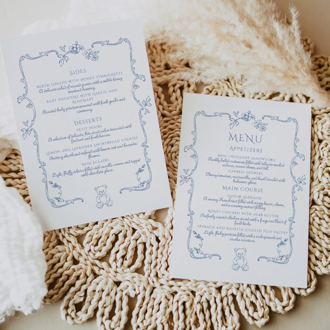 Toile de Jouy elegant vintage ram nalle Meny (Skapare uppladdad)