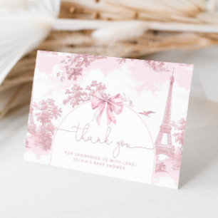 Toile de Jouy Fransk bonjour bebe rosa baby shower Tack Kort