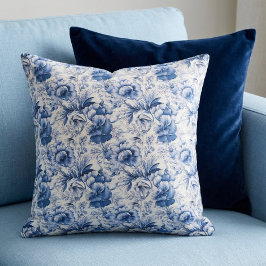 Toile de Jouy. Fransk toile. Blå. Elegant. Kudde
