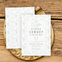 Toile de Jouy Grön Cowboy Western Baby Shower