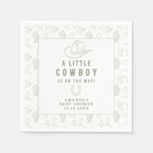 Toile de Jouy Grönt Cowboy Western Baby Shower Pappersservett