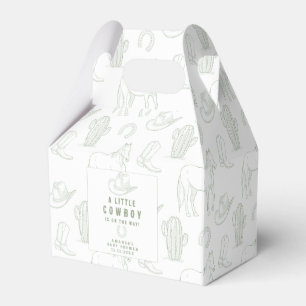 Toile de Jouy Grönt Cowboy Western Baby Shower Presentaskar