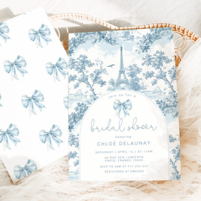 Toile de Jouy Möhippa Fransk Bow Paris Inbjudningar (Skapare uppladdad)