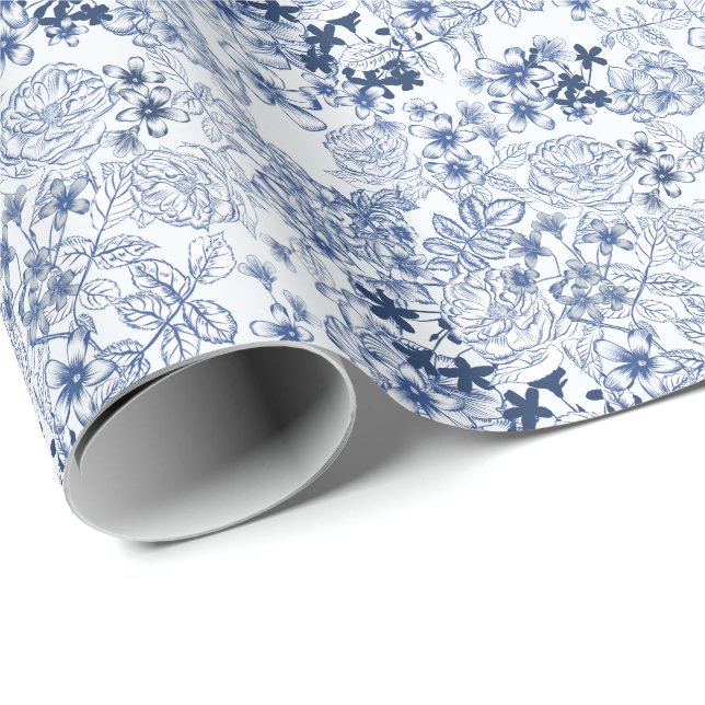 Toile-De-Jouy Mönster Bröllop  Presentpapper (Rullad Hörn)