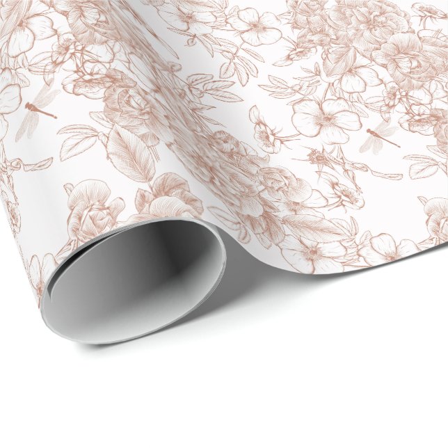 Toile-De-Jouy Mönster Bröllop  Presentpapper (Rullad Hörn)