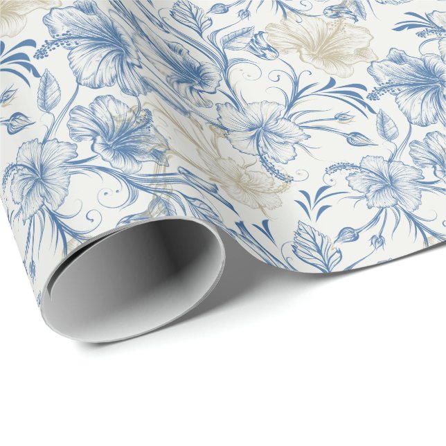 Toile-De-Jouy Mönster Bröllop  Presentpapper (Rullad Hörn)