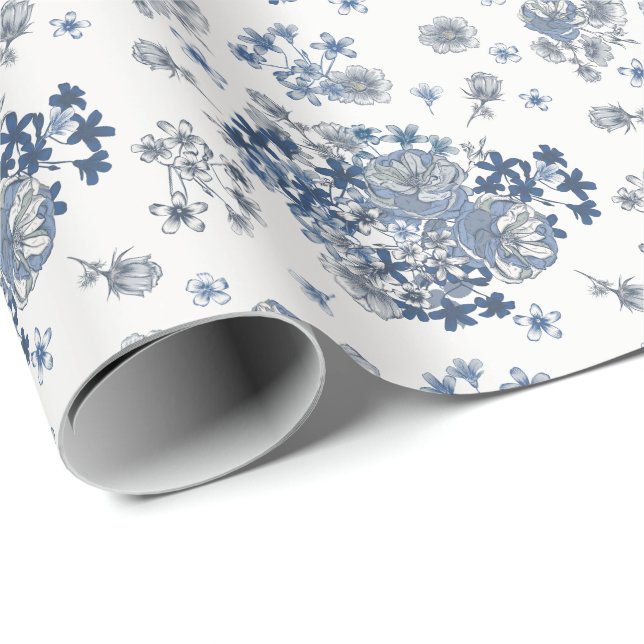 Toile-De-Jouy Mönster Bröllop  Presentpapper (Rullad Hörn)