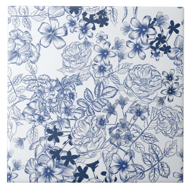 Toile-De-Jouy-mönster  Kakelplatta (Framsidan)