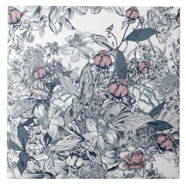 Toile-De-Jouy-mönster  Kakelplatta (Framsidan)