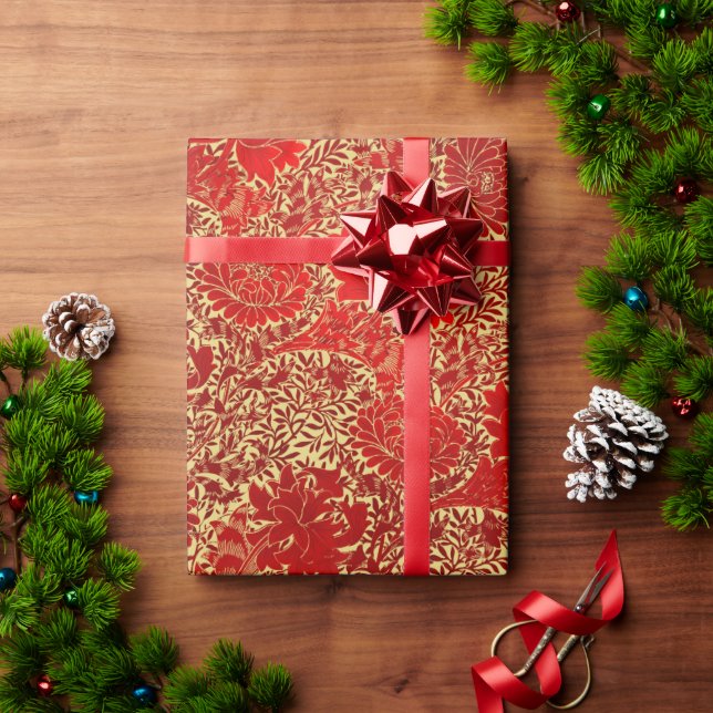 Toile de Jouy mönster. Presentpapper (Julgåva)