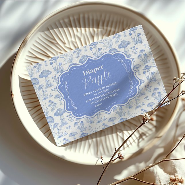 Toile De Jouy Mushroom Woodland Diapper Raffle Tilläggskort (Skapare uppladdad)