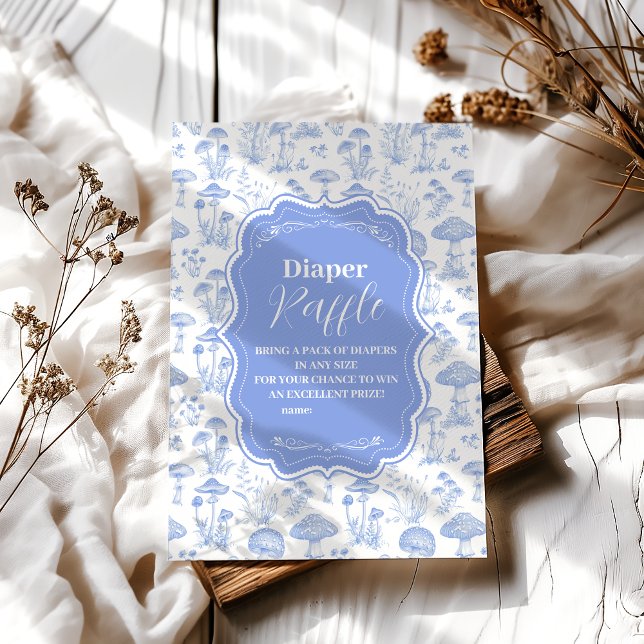 Toile De Jouy Mushroom Woodland Diapper Raffle Tilläggskort (Skapare uppladdad)