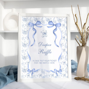 Toile De Jouy Nalle Baby Shower Diaper Raffle Poster