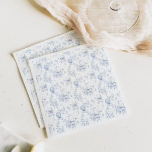 Toile De Jouy Nalle Dusty Blue Baby Shower Pappersservett