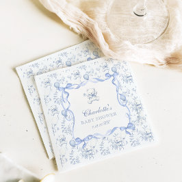 Toile De Jouy Nalle Dusty Blue Baby Shower Pappersservett