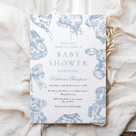 Toile de Jouy Nursery Baby Shower-inbjudan Inbjudningar