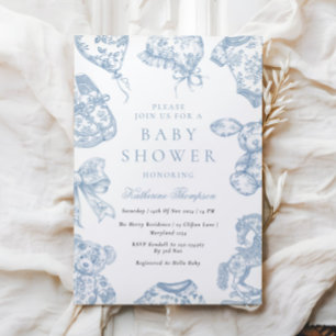 Toile de Jouy Nursery Baby Shower-inbjudan Inbjudningar