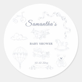 Toile de Jouy Nursery Baby Shower Runt Klistermärke