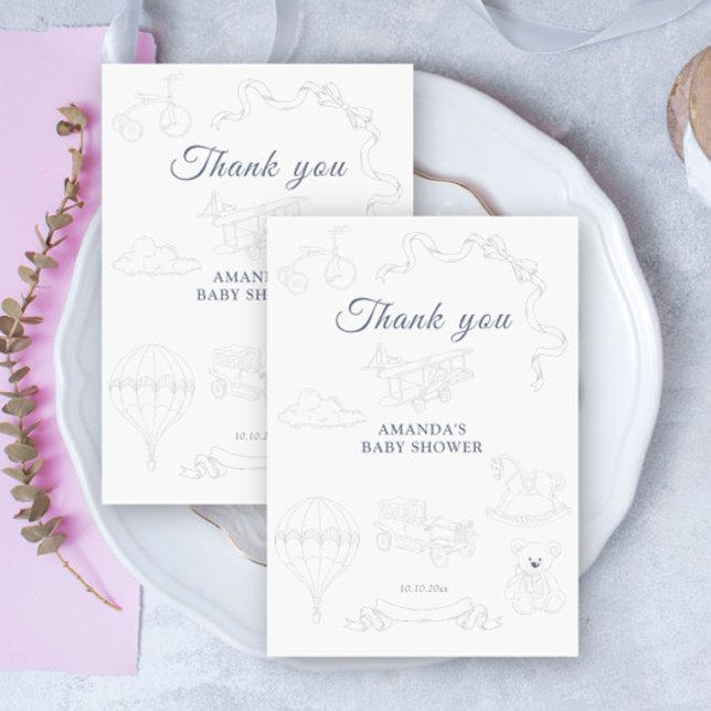 Toile de Jouy Nursery Baby Shower Thank you Tack Kort (Skapare uppladdad)