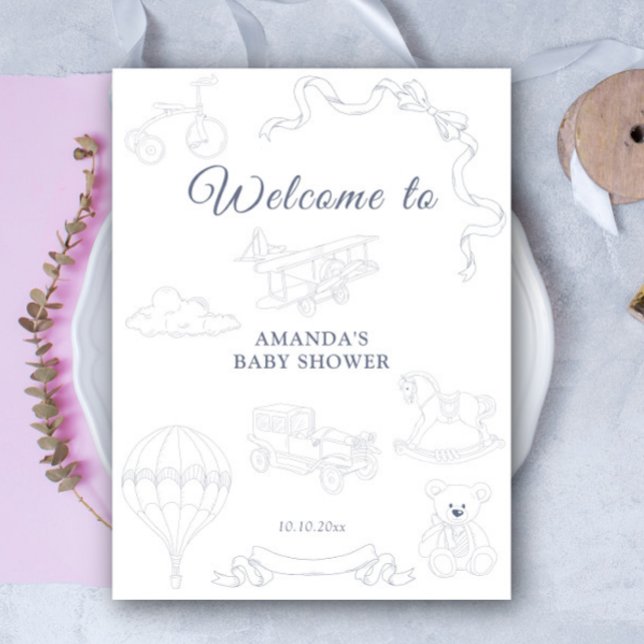 Toile de Jouy Nursery Welcome Baby Shower Poster (Skapare uppladdad)