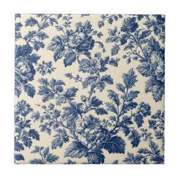 Toile De Jouy Pastoral Countryside Floral Motifs Kakelplatta