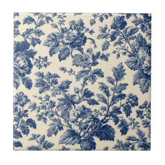 Toile De Jouy Pastoral Countryside Floral Motifs Kakelplatta